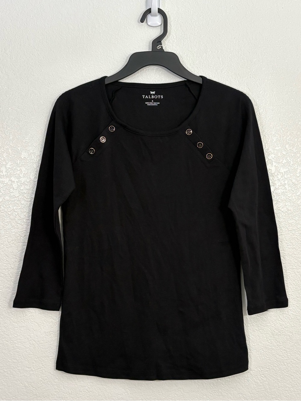 Talbots Button Pima Cotton 3/4 Sleeve Shirt